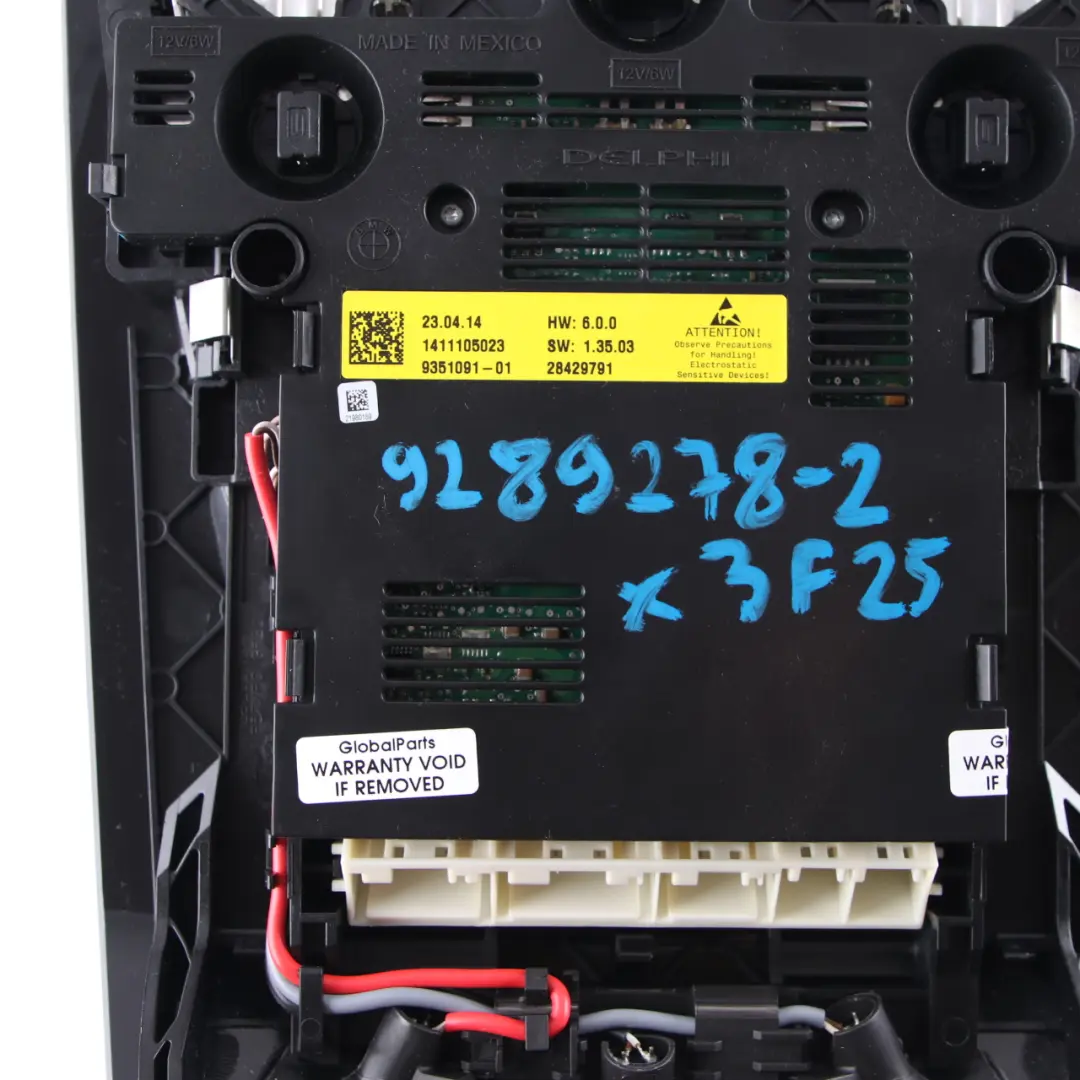 Techo Interruptor Delantero Interior Panel Interruptor Cluster Negro para BMW X3 F25 con número de pieza 9289278 BMW X3 F25 Techo Interruptor Delantero Interior Panel Interruptor Cluster Negro - SKU 9289278-2 - Número de pieza 9289278