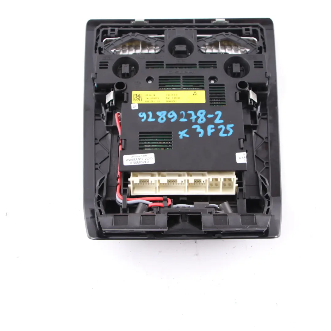 BMW X3 F25 Techo Interruptor Delantero Interior Panel Interruptor Cluster Negro - SKU 9289278-2 - Número de pieza 9289278