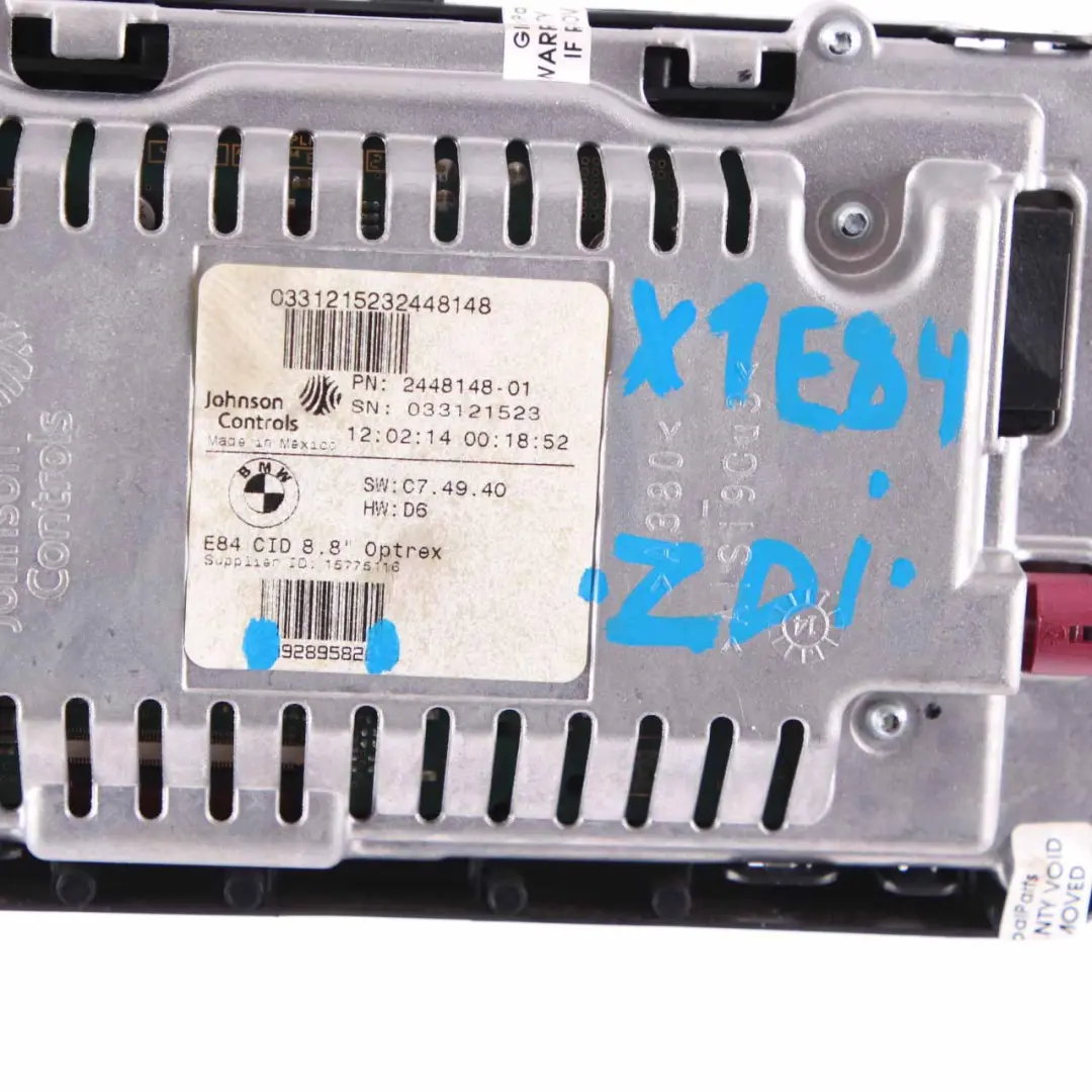 BMW X1 E84 Ecran D'Affichage À Bord Du Système De Navigation CID TV 8,8" - SKU 9289582 - Numéro de pièce 9289582