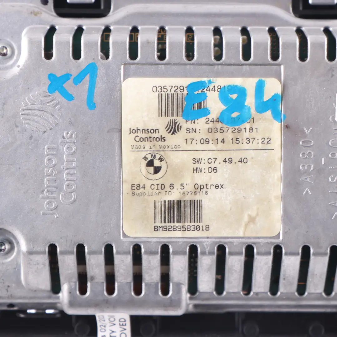 BMW X1 E84 Display Screen Dashboard Navigation Monitor On-Board CID 6,5" - SKU 9289583 - Part number 9289583