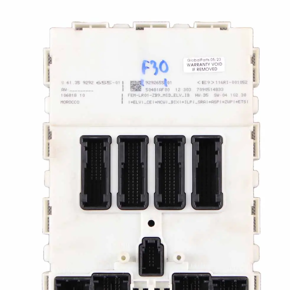 Module Control Unit FEM ECU LR01 to BMW F20 F21 F22 F30 F31 F32 F36 with Part number 9292655 BMW F20 F21 F22 F30 F31 F32 F36 Module Control Unit FEM ECU LR01 - SKU 9292655 - Part number 9292655