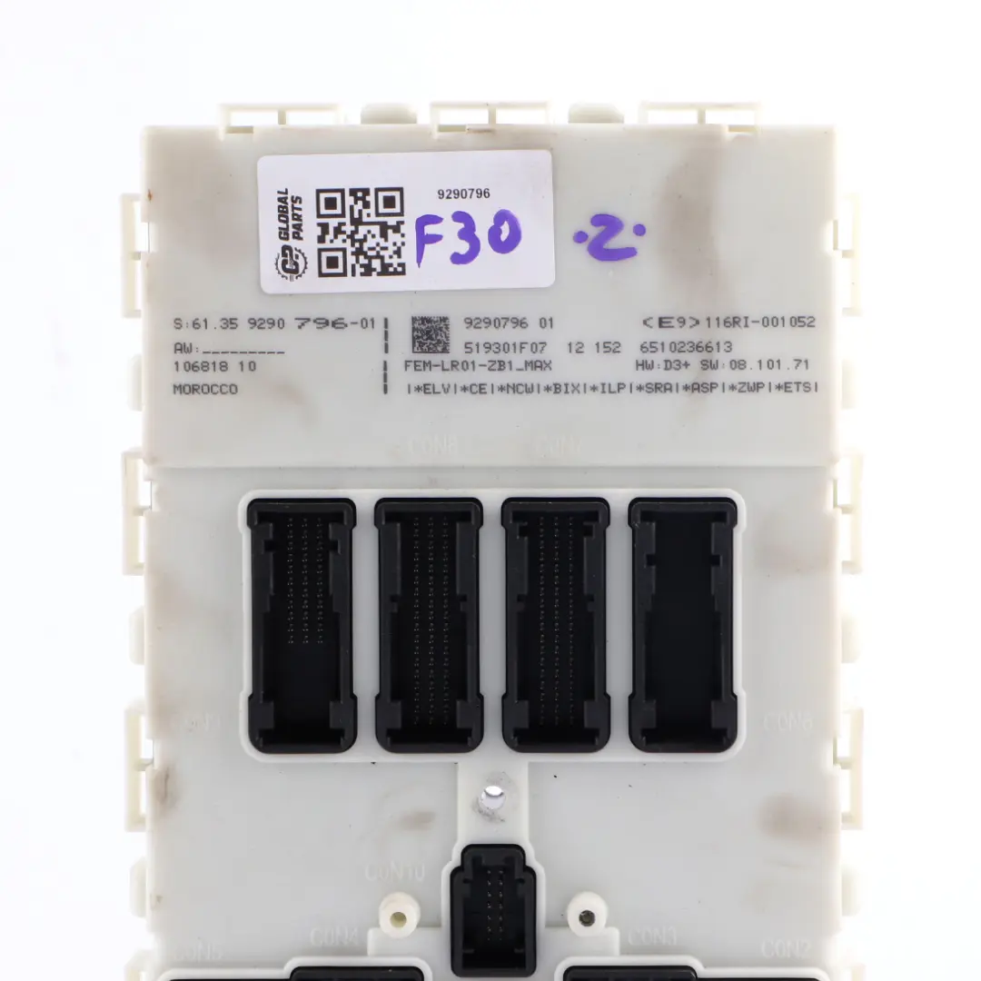 Module BMW F30 FEM Body Control Unit Module D3+ Electronic Lear to with Part number 9290796 Module BMW F30 FEM Body Control Unit Module D3+ Electronic Lear - SKU 9290796 - Part number 9290796