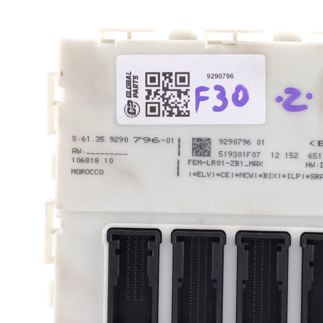 Module BMW F30 FEM Body Control Unit Module D3+ Electronic Lear to with Part number 9290796 Module BMW F30 FEM Body Control Unit Module D3+ Electronic Lear - SKU 9290796 - Part number 9290796
