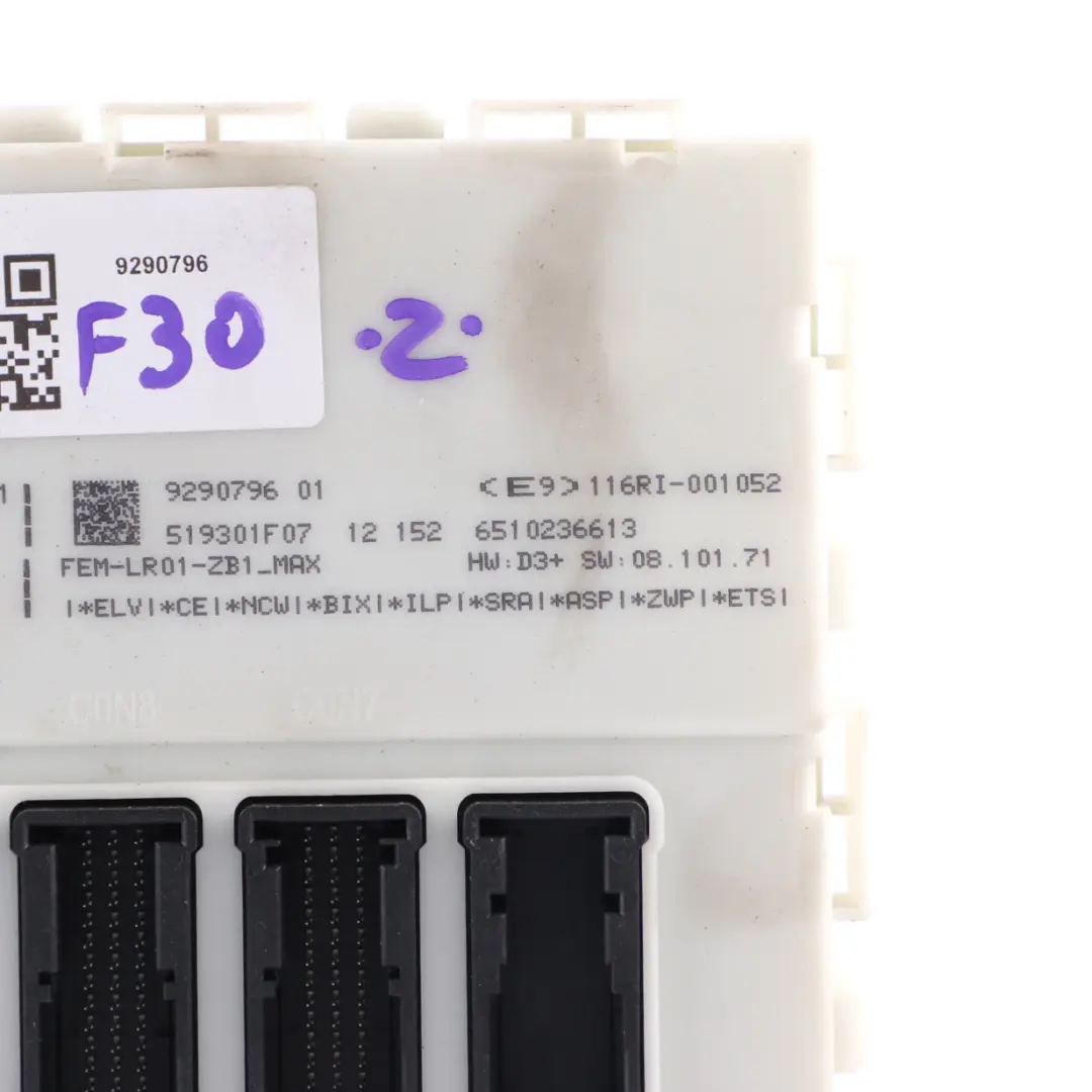 Module BMW F30 FEM Body Control Unit Module D3+ Electronic Lear to with Part number 9290796 Module BMW F30 FEM Body Control Unit Module D3+ Electronic Lear - SKU 9290796 - Part number 9290796