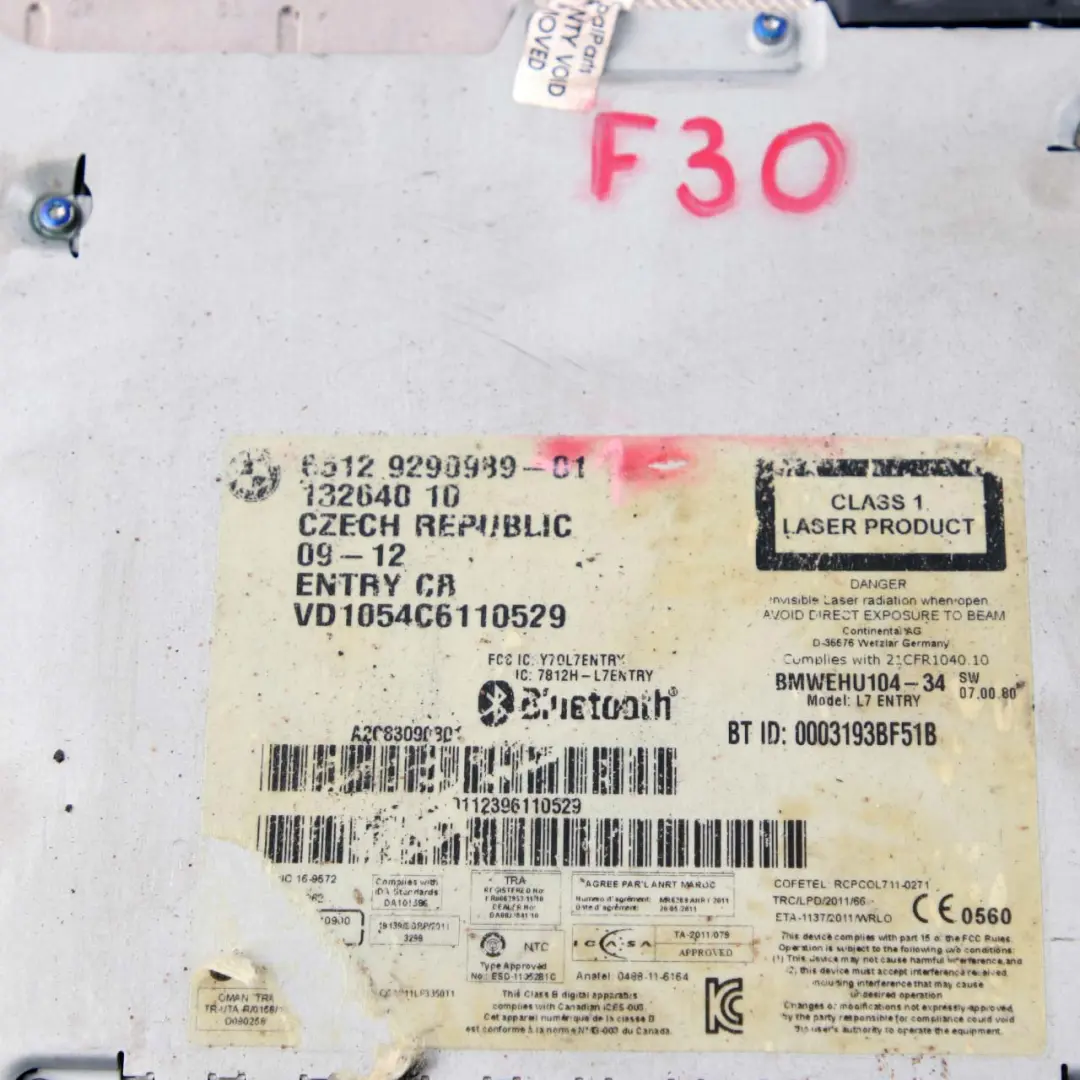 BMW F30 F31 F32 Bluetooth Player Unit Radio Professional CD - SKU 9290989 - Part number 9290989