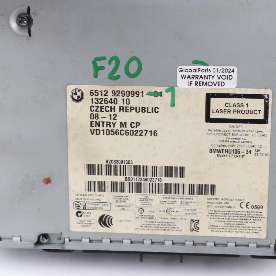 BMW F20 F21 F22 F30 F31 Radio Professional CD Player Head Unit - SKU 9290991-1 - Part number 9290991