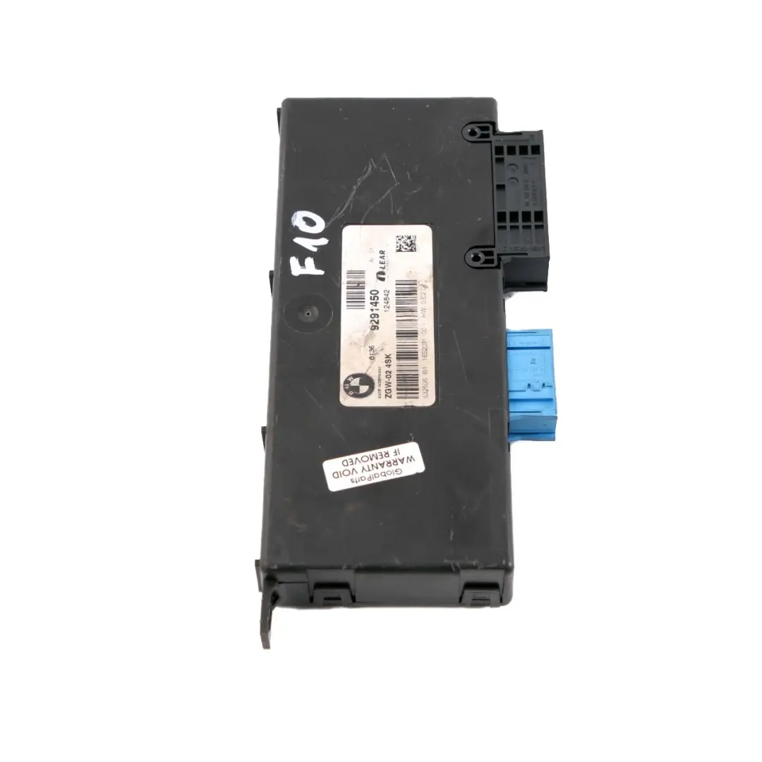 BMW F10 Central Gateway Modul ECU Steuergerät LEAR ZGW-02 4SK - SKU 9291450 - Teilenummer 9291450