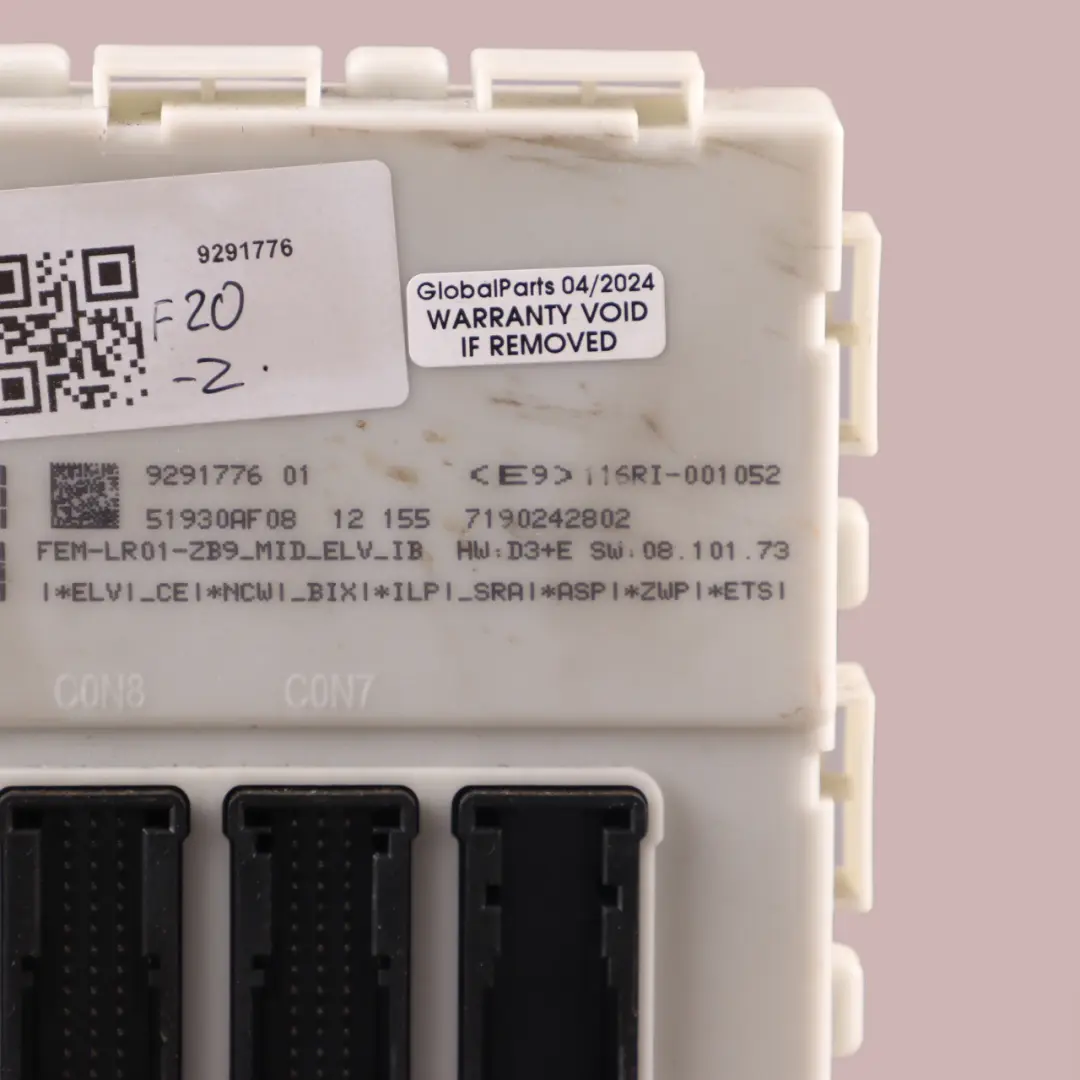 Body Control Module Unit FEM LR01 to BMW F20 F21 F22 F30 F31 F32 F36 with Part number 9291776 BMW F20 F21 F22 F30 F31 F32 F36 Body Control Module Unit FEM LR01 - SKU 9291776 - Part number 9291776