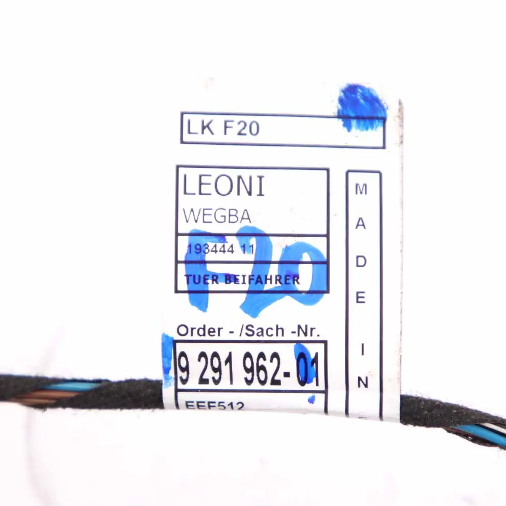 BMW F20 Door Wiring Front Passenger Door Cable Loom Harness Wiring - SKU 9291962 - Part number 9291962