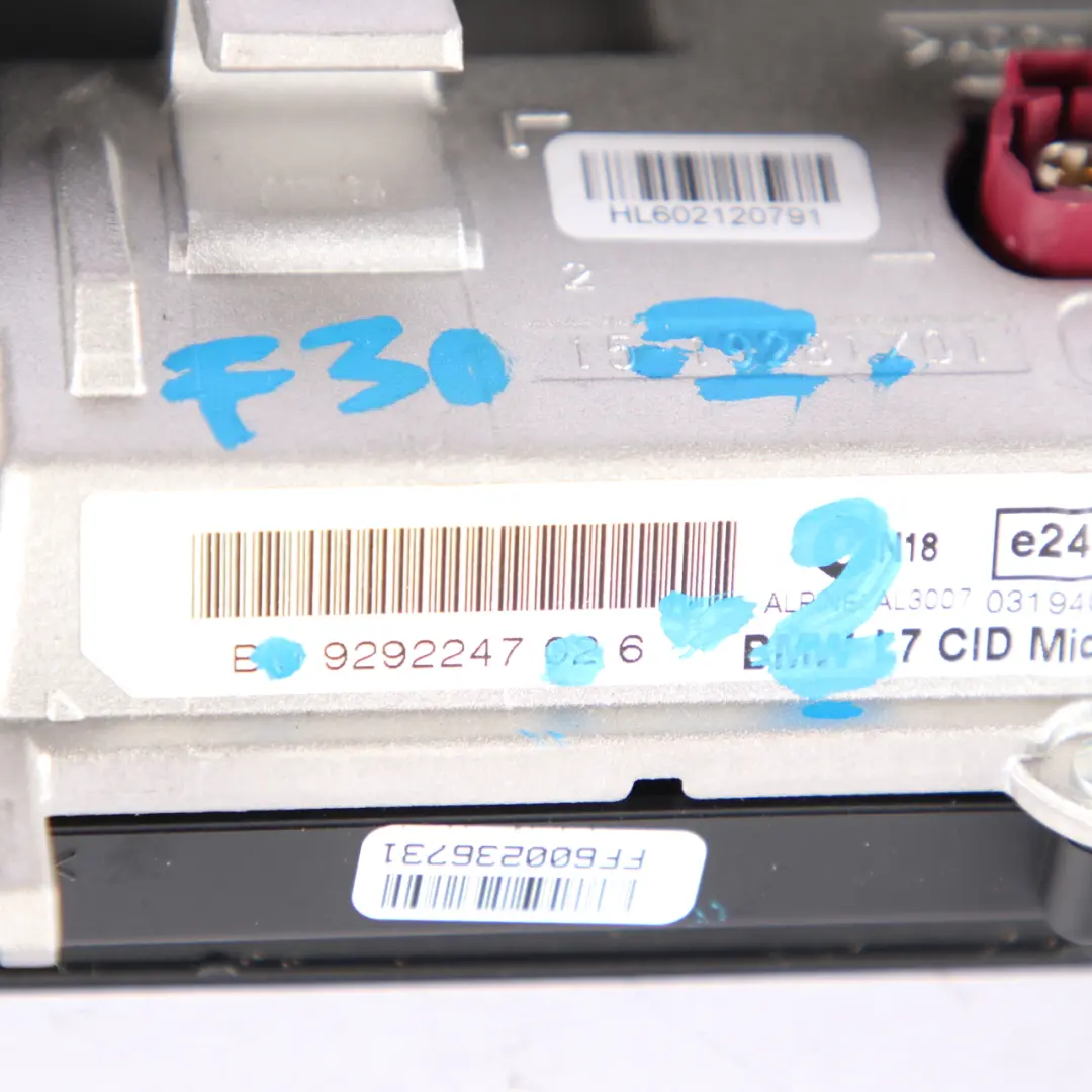 BMW F30 F32 Display Screen Dashboard Central Information Unit 6,5" - SKU 9292247-2 - Part number 9292247