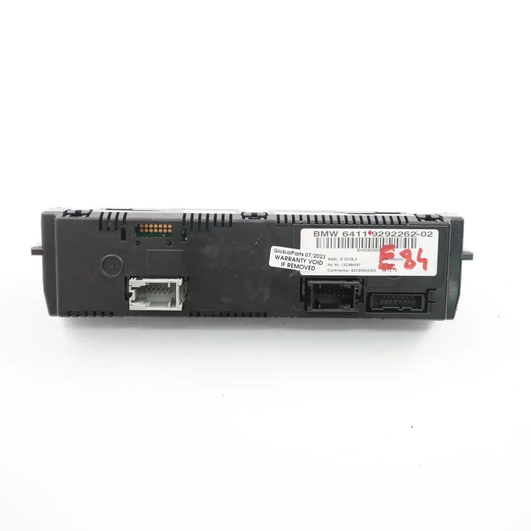  Panel de Aire Acondicionado BMW X1 E84 E81 E90 Climatizador Automático - SKU 9292262 - Número de pieza 9292262