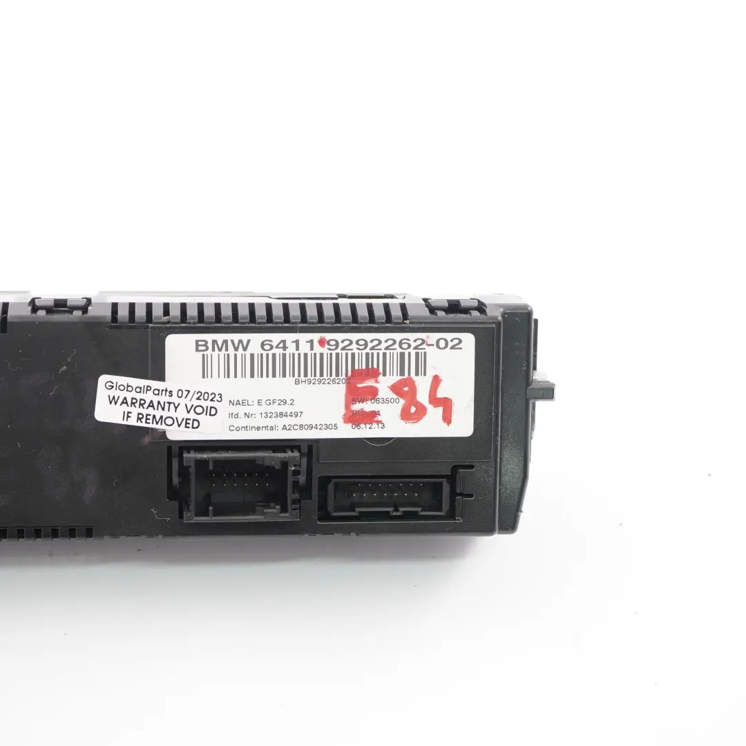  Panel de Aire Acondicionado BMW X1 E84 E81 E90 Climatizador Automático - SKU 9292262 - Número de pieza 9292262