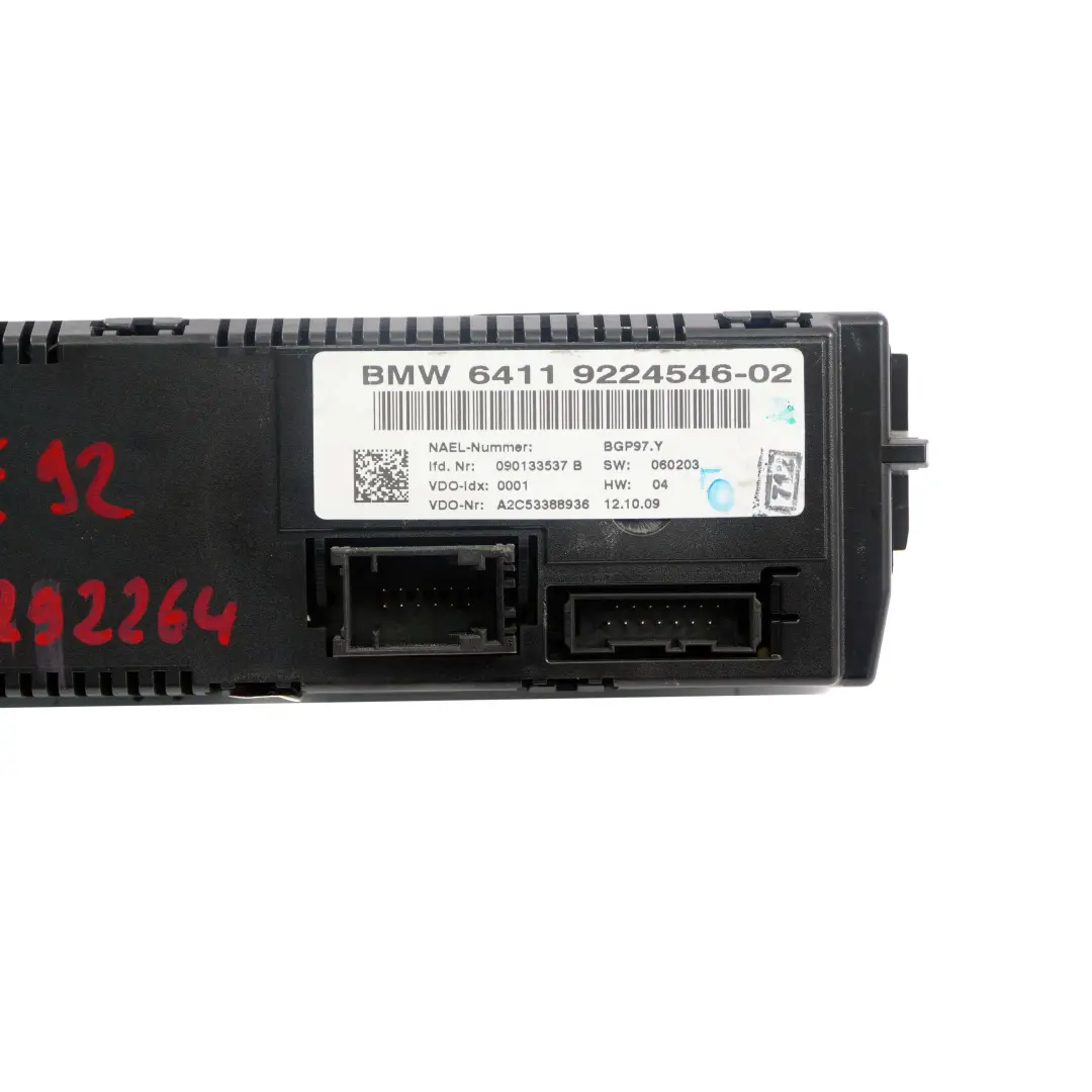 BMW 3 Series E92 E93 LCI Automatic Heater Air Conditioning A/C Control Panel - SKU 9292264 - Part number 9292264