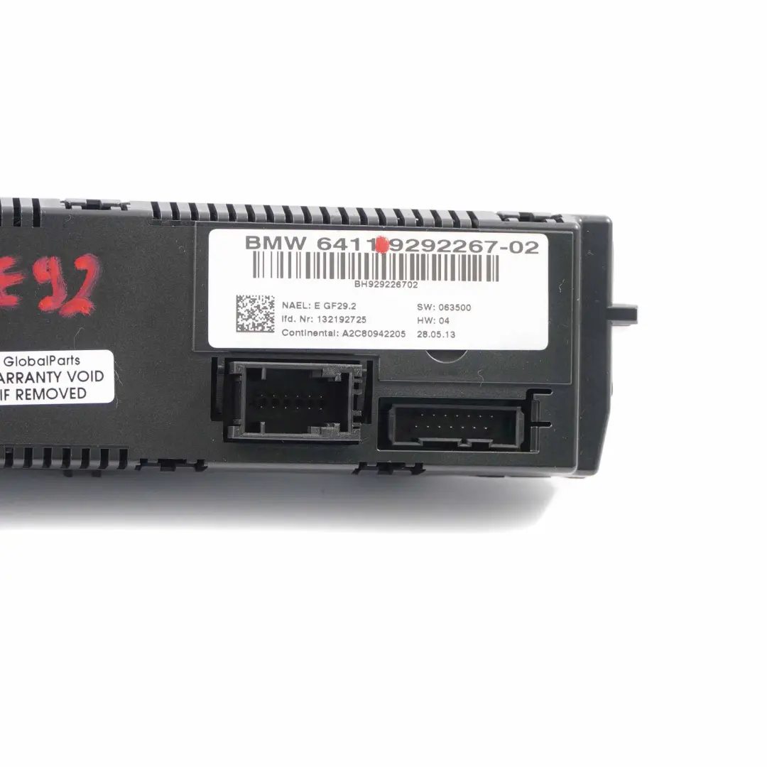  Control Aire Acondicionado BMW E92 E93 Automático Panel Cromo Pearlgrey - SKU 9292267 - Número de pieza 9248583