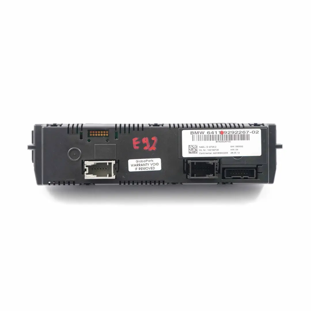  Controllo aria condizionata BMW E92 E93 Pannello automatico Pearlgrey - SKU 9292267 - Numero di parte 9248583