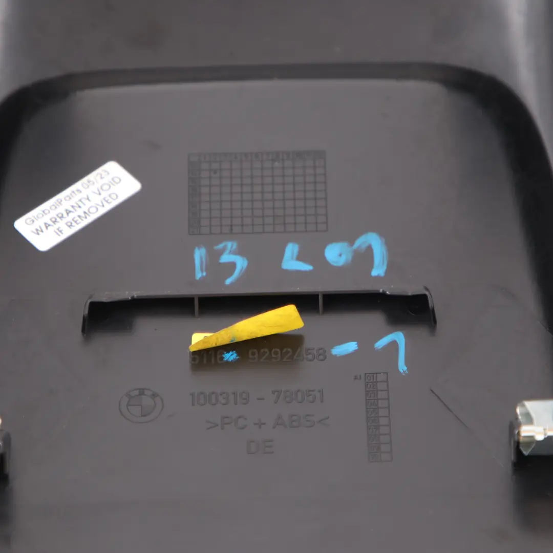 Centre Console Trim Panel Rear Black to BMW i3 I01 Cover with Part number 9292458 BMW i3 I01 Cover Centre Console Trim Panel Rear Black - SKU 9292458-1 - Part number 9292458