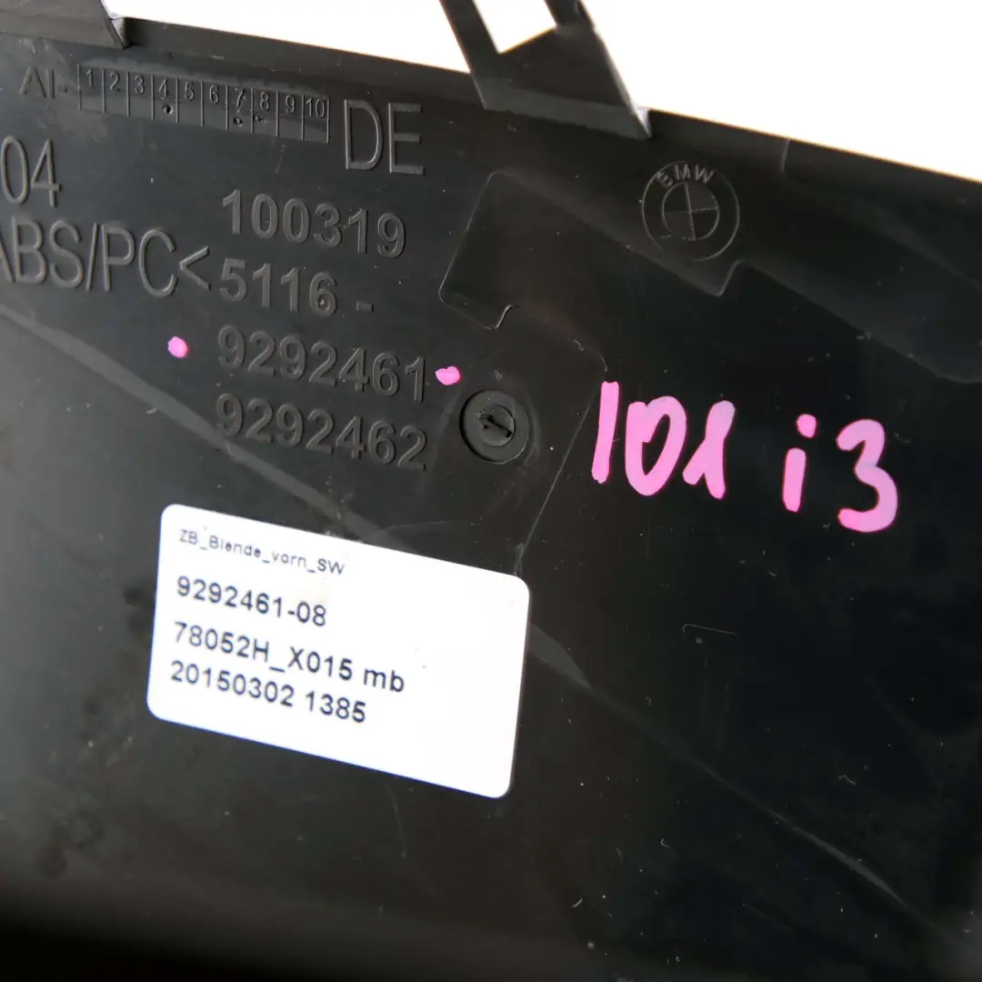 Centre Console Trim Front Panel Cover Covering Black to BMW i3 I01 with Part number 9292461 BMW i3 I01 Centre Console Trim Front Panel Cover Covering Black - SKU 9292461 - Part number 9292461