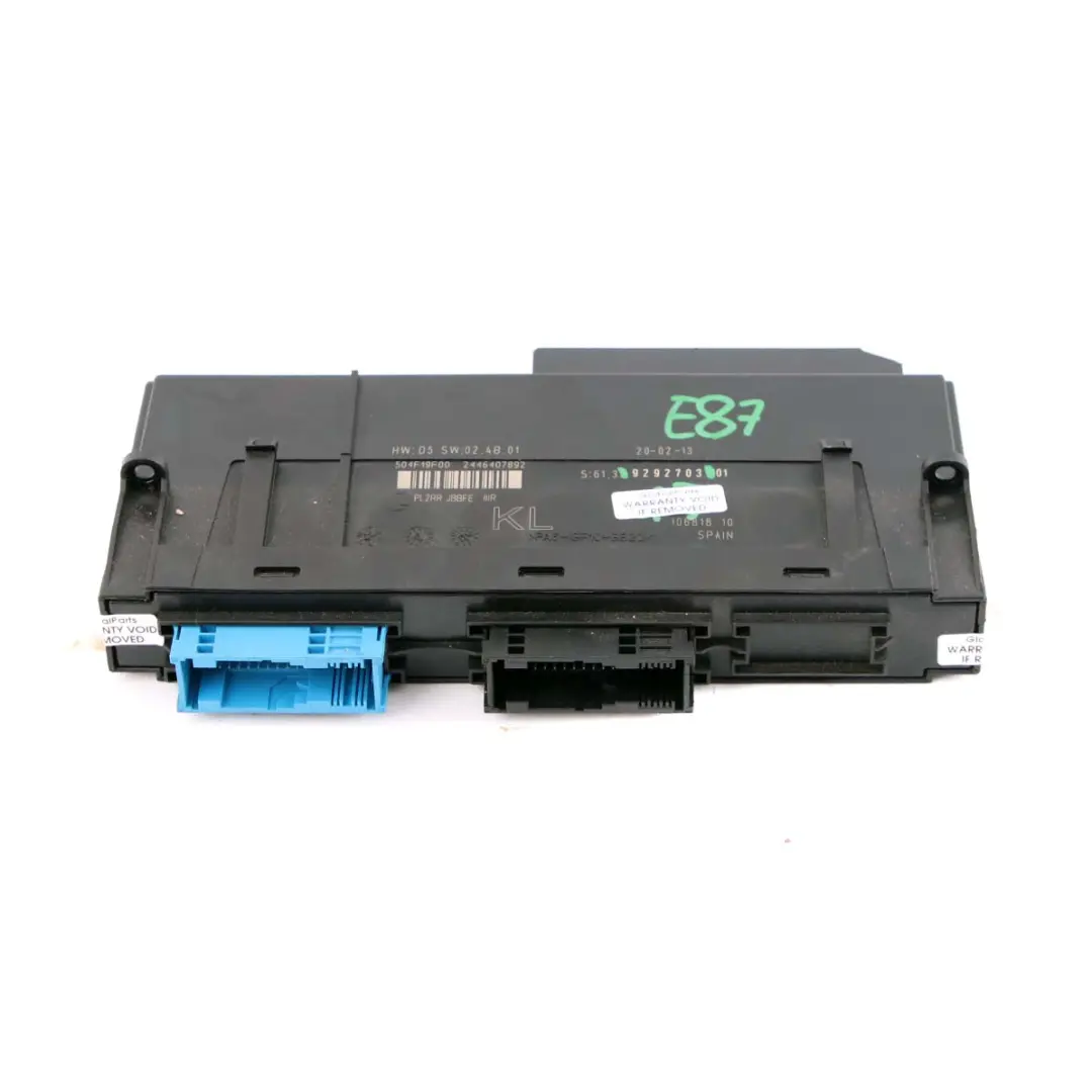 ECU Body Control Module Junction Box H2 PL2RR JBBFE IIIR to BMW E87 with Part number 9292703 BMW E87 ECU Body Control Module Junction Box H2 PL2RR JBBFE IIIR - SKU 9292703 - Part number 9292703