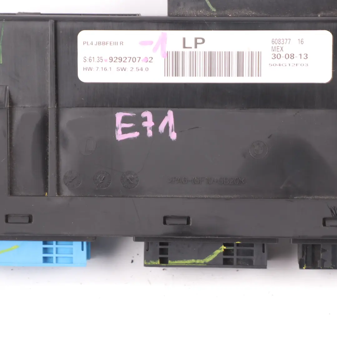 Body Control Module Unit Junction Box PL4 JBBFEIII R ECU to BMW X6 E71 with Part number 9292707 BMW X6 E71 Body Control Module Unit Junction Box PL4 JBBFEIII R ECU - SKU 9292707-1 - Part number 9292707