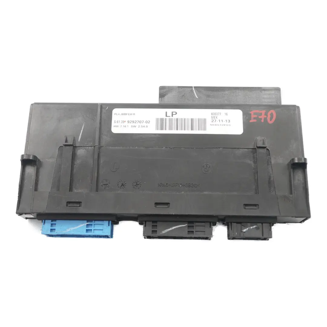 Boîte jonction l'unité module carrosserie PL4 JBBFEIII R ECU pour BMW X5 E70 à propos du numéro de pièce 9292707 BMW X5 E70 Boîte jonction l'unité module carrosserie PL4 JBBFEIII R ECU - SKU 9292707 - Numéro de pièce 9292707