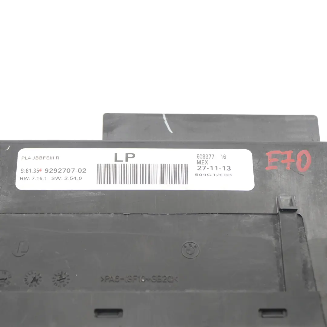 BMW X5 E70 Body Control Module Unit Junction Box PL4 JBBFEIII R ECU - SKU 9292707 - Part number 9292707