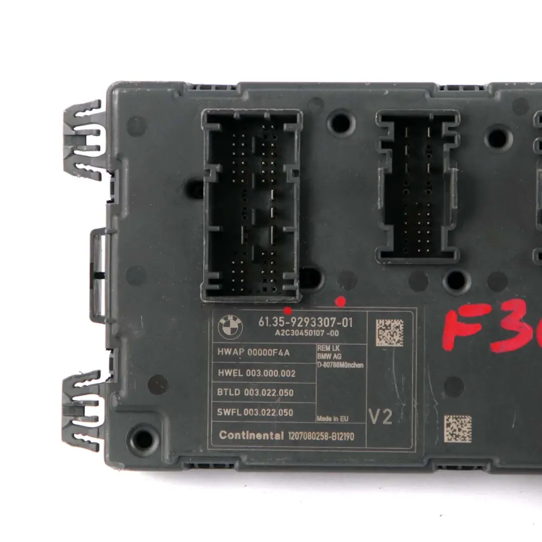 BMW F30 REM Modulo Elettronico Posteriore Scatola Fusibili Controllo V2 - SKU 9293307 - Numero di parte 9293307