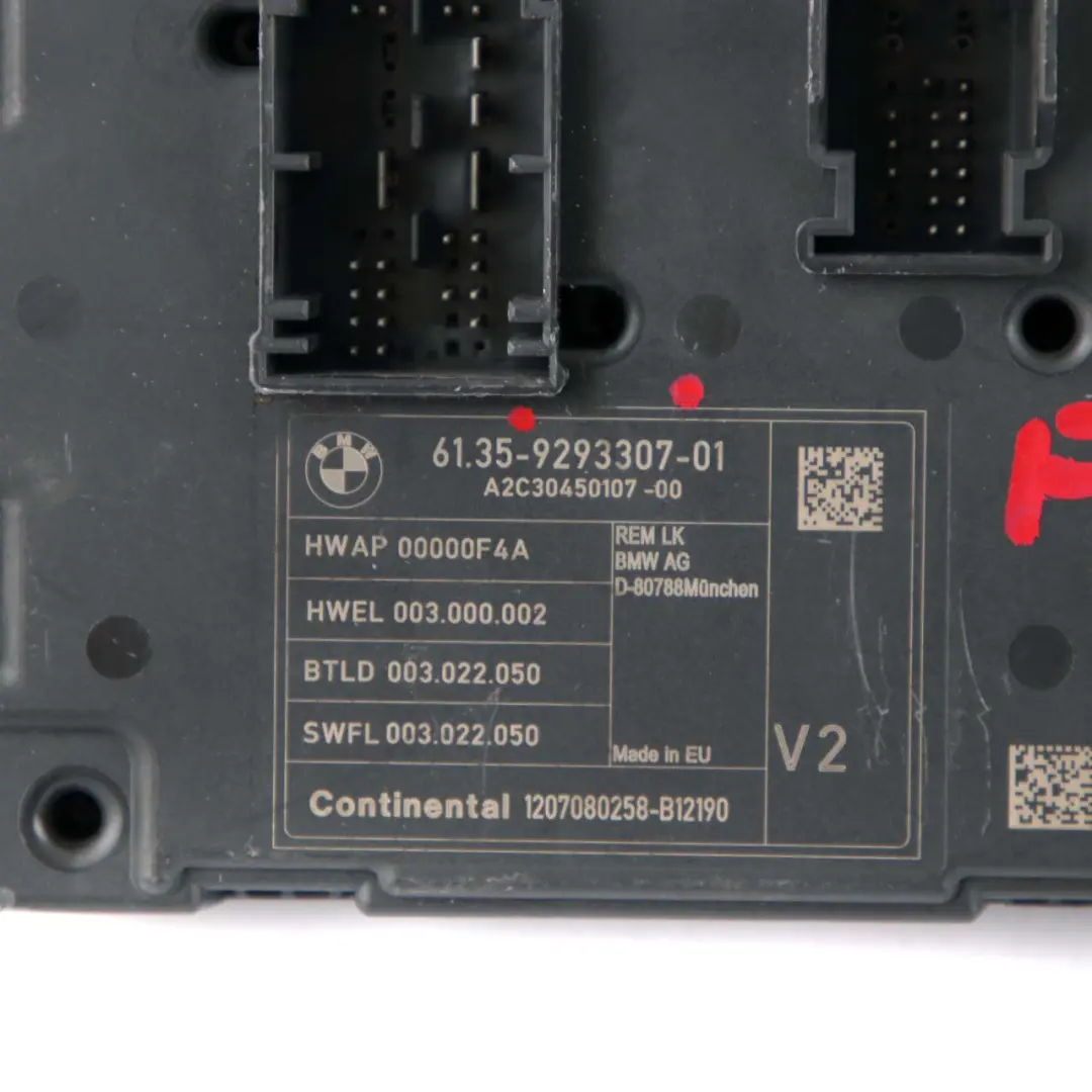 BMW F30 REM Modulo Electronico Trasero Caja Fusibles Unidad Control V2 - SKU 9293307 - Número de pieza 9293307