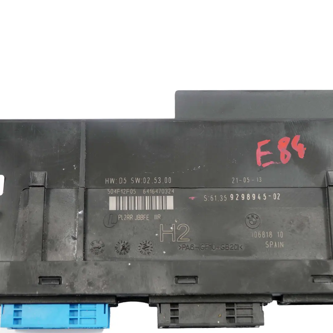 ECU Body Control Module Junction Box H2 PL2RR JBBFE IIIR to BMW X1 E84 with Part number 9298945 BMW X1 E84 ECU Body Control Module Junction Box H2 PL2RR JBBFE IIIR - SKU 9298945 - Part number 9298945