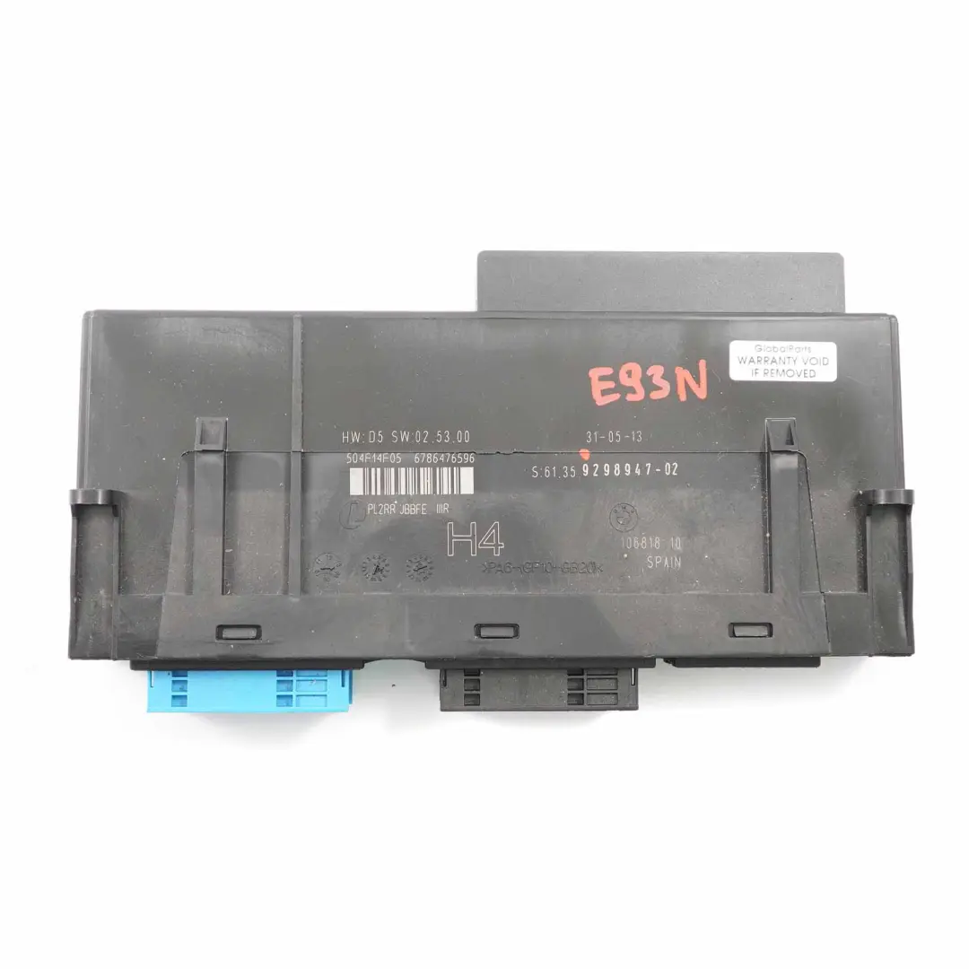 ECU Karosserie Steuermodul M Anschlussdose PL2RR JBBFE IIIR für BMW E93 LCI mit Teilenummer 9298947 BMW E93 LCI ECU Karosserie Steuermodul M Anschlussdose PL2RR JBBFE IIIR - SKU 9298947 - Teilenummer 9298947
