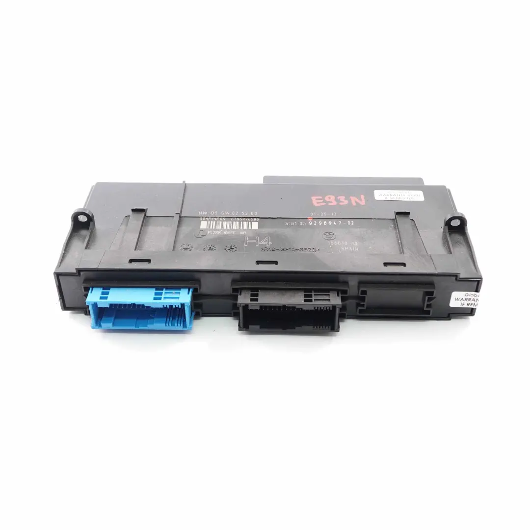 BMW E93 LCI ECU Módulo Control Cuerpo H4 Conexiones PL2RR JBBFE IIIR - SKU 9298947 - Número de pieza 9298947