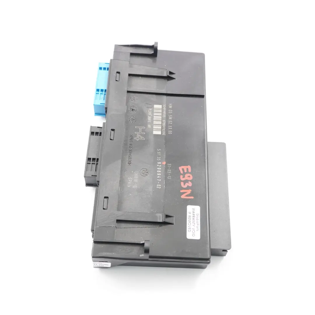 BMW E93 LCI ECU Módulo Control Cuerpo H4 Conexiones PL2RR JBBFE IIIR - SKU 9298947 - Número de pieza 9298947