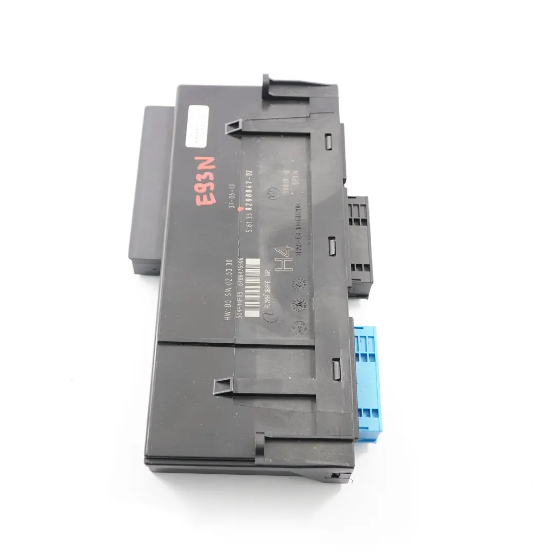 BMW E93 LCI ECU Módulo Control Cuerpo H4 Conexiones PL2RR JBBFE IIIR - SKU 9298947 - Número de pieza 9298947