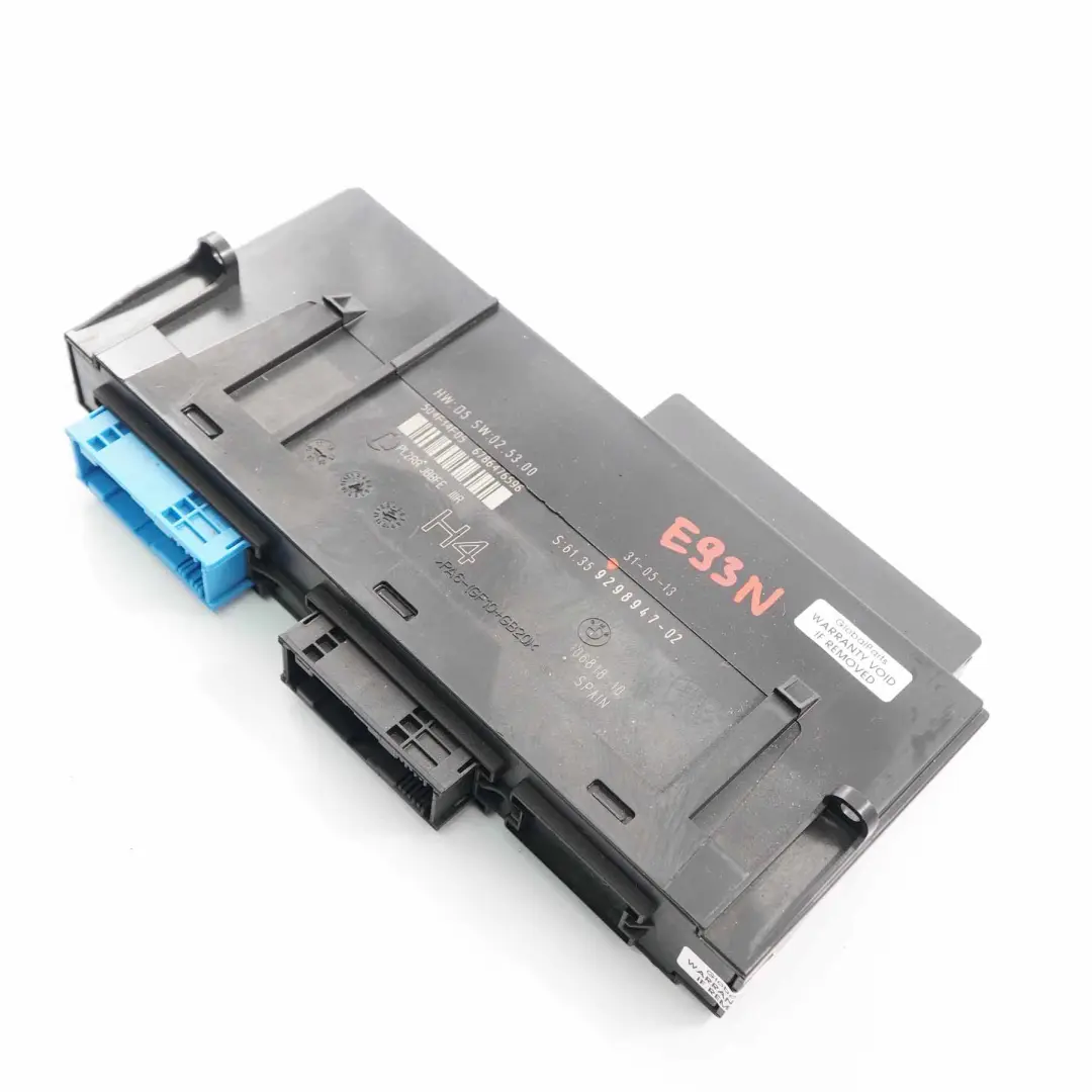 Module Contrôle Carrosserie Jonction H4 PL2RR JBBFE IIIR pour BMW E93 LCI à propos du numéro de pièce 9298947 BMW E93 LCI Module Contrôle Carrosserie Jonction H4 PL2RR JBBFE IIIR - SKU 9298947 - Numéro de pièce 9298947