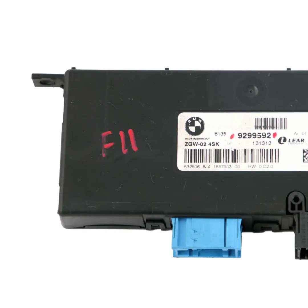 Central Gateway Module ECU Control Unit Lear ZGW-02 4SK to BMW F10 F11 with Part number 9299592 BMW F10 F11 Central Gateway Module ECU Control Unit Lear ZGW-02 4SK - SKU 9299592 - Part number 9299592
