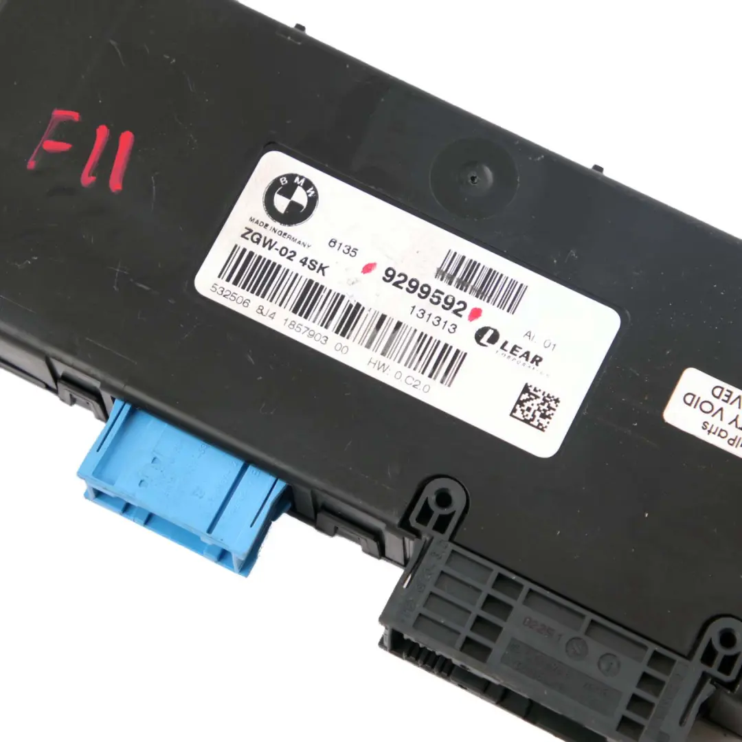 Module passerelle centrale ECU Unité contrôle Lear ZGW-02 4SK pour BMW 5 F11 à propos du numéro de pièce 9299592 BMW 5 F11 Module passerelle centrale ECU Unité contrôle Lear ZGW-02 4SK - SKU 9299592 - Numéro de pièce 9299592