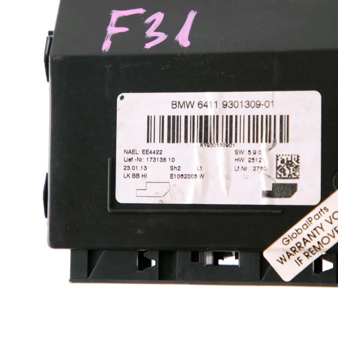  Unité de climatisation BMW F20 F21 F30 F31 Unité contrôle Module A/C - SKU 9301309 - Numéro de pièce 9301309