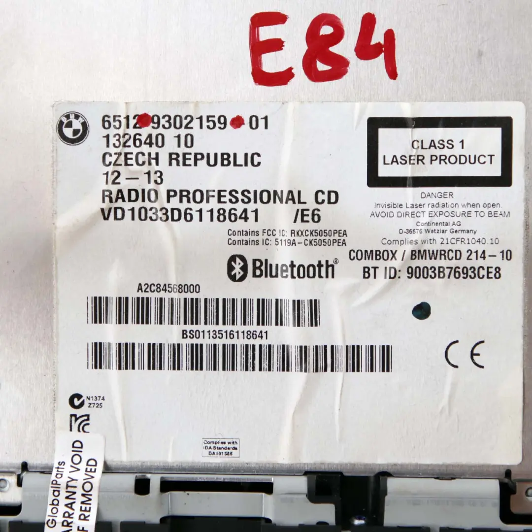 BMW X1 E84 E87 E90 E91 E92 LCI Radio CD Professional DAB - SKU 9302159 - Numero di parte 9302159