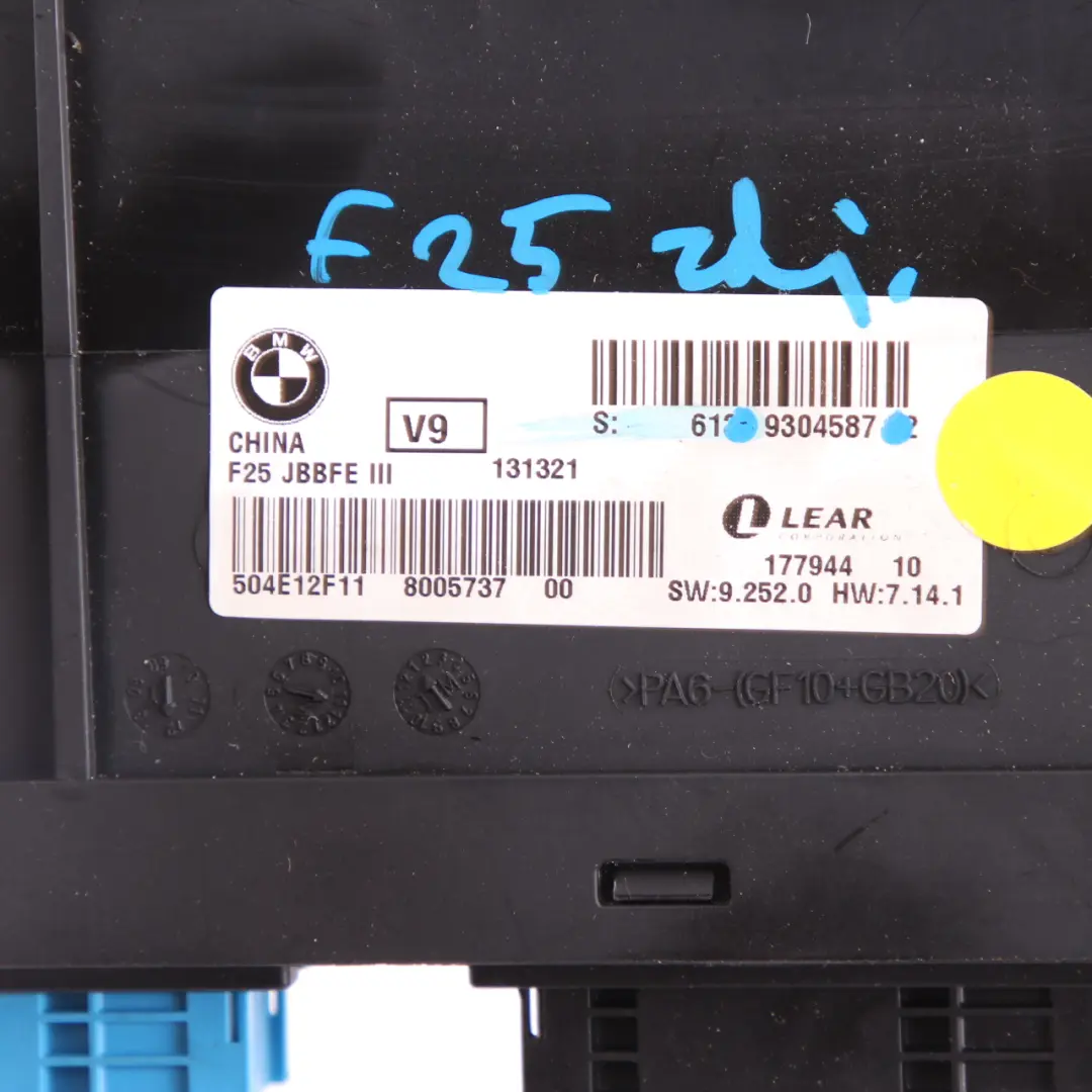  Body Control Module BMW X3 F25 ECU Junction Box JBBFE III 3 Lear - SKU 9304587 - Part number 9304587