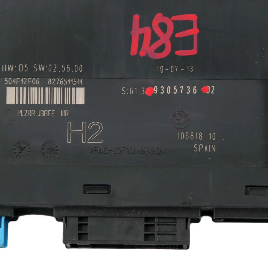 BMW X1 E84 ECU Módulo Control Cuerpo Caja Conexiones H2 PL2RR JBBFE IIIR - SKU 9305736 - Número de pieza 9305736