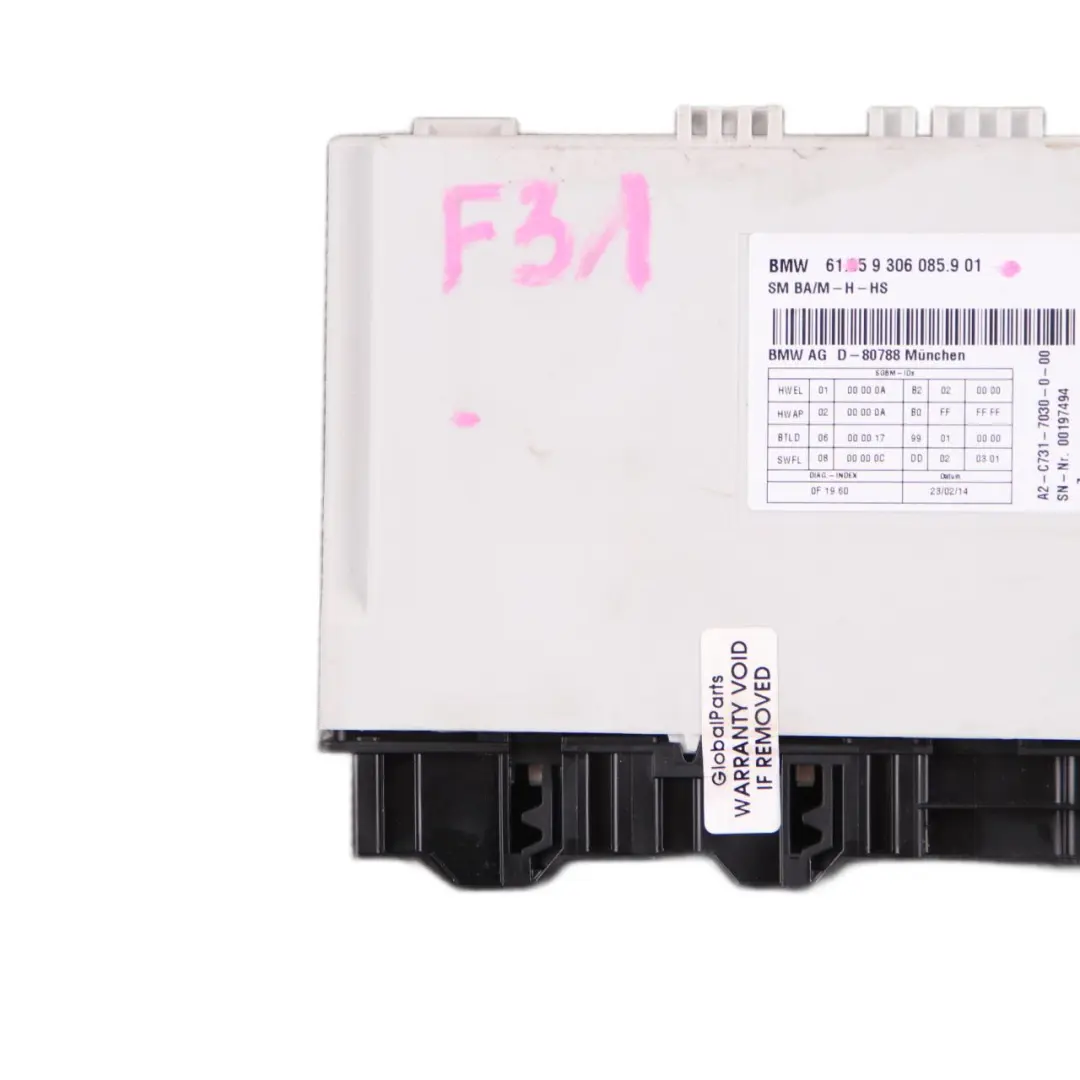 Seat Module BMW F30 F31 Control Unit Memory Front Left Right N/O/S - SKU 9306085 - Part number 9306085