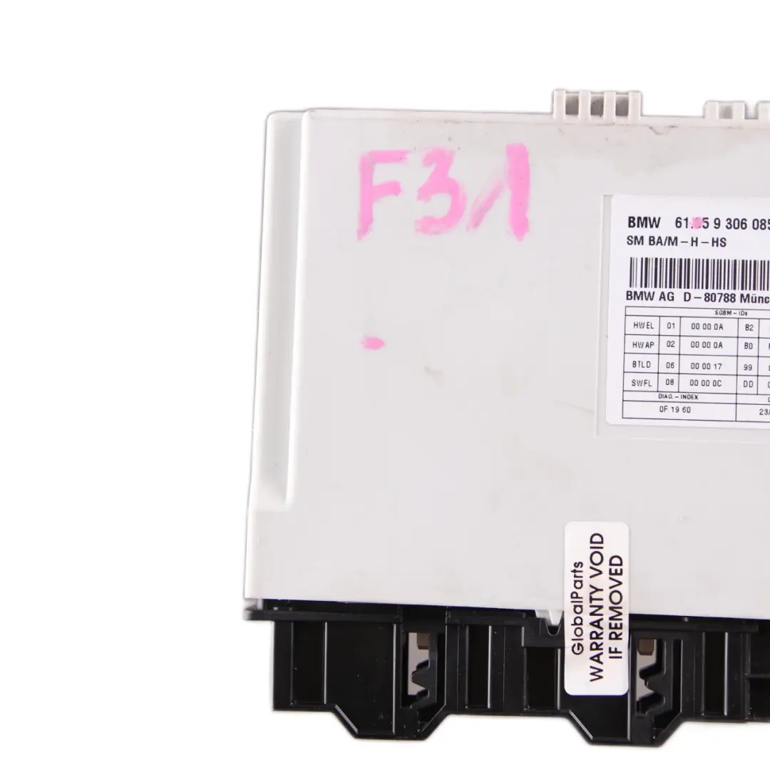 Seat Module BMW F30 F31 Control Unit Memory Front Left Right N/O/S - SKU 9306085 - Part number 9306085