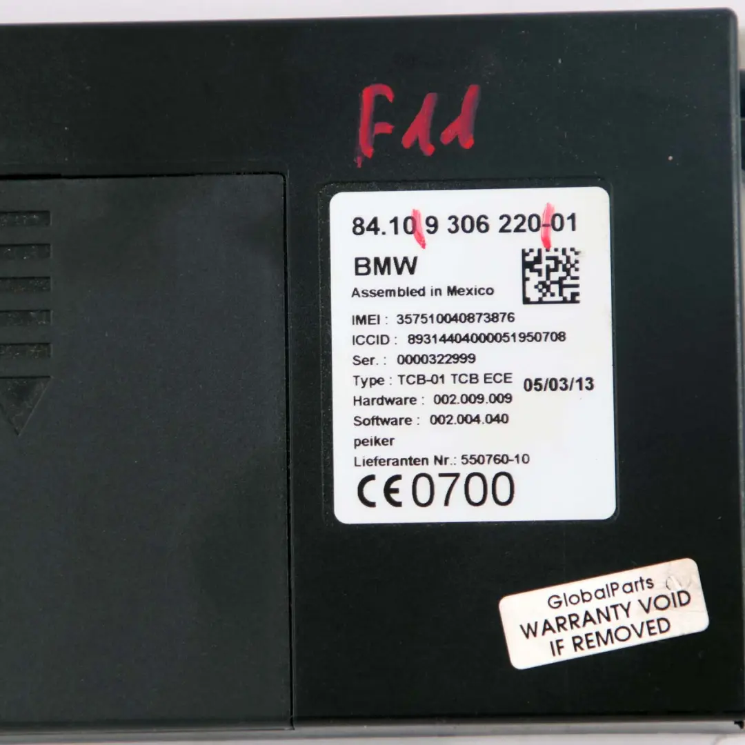  Telematics Module BMW F10 F20 F30 F31 Bluetooth Teleservices GPS - SKU 9306220 - Part number 9306220