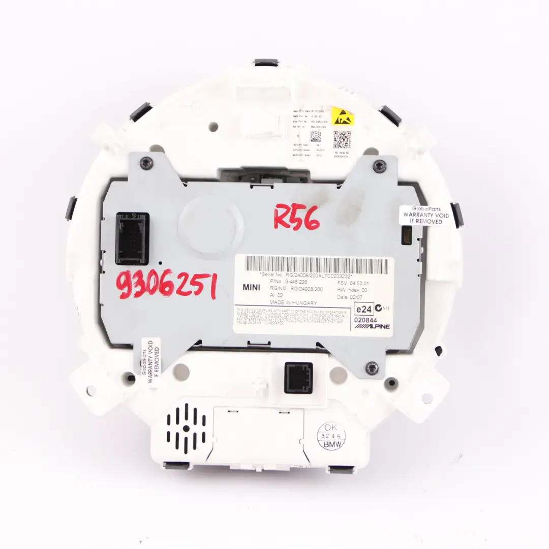 Mini R55 R56 R60 R61 Instrument Cluster Speedo Navigation Display Screen - SKU 9306251 - Part number 9306251
