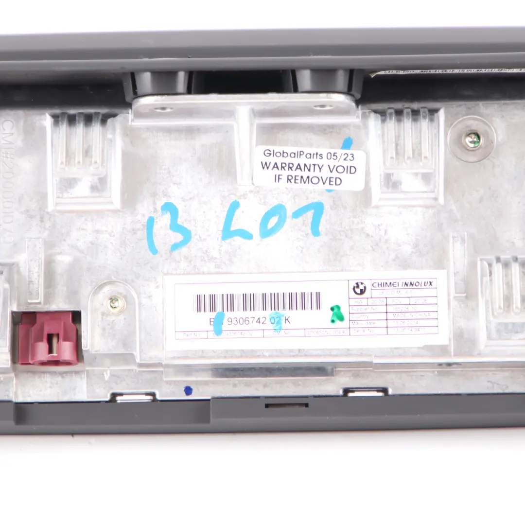 BMW i3 I01 Dashboard Monitor Display Central NAV Information Screen 6,5" - SKU 9306742 - Part number 9306742