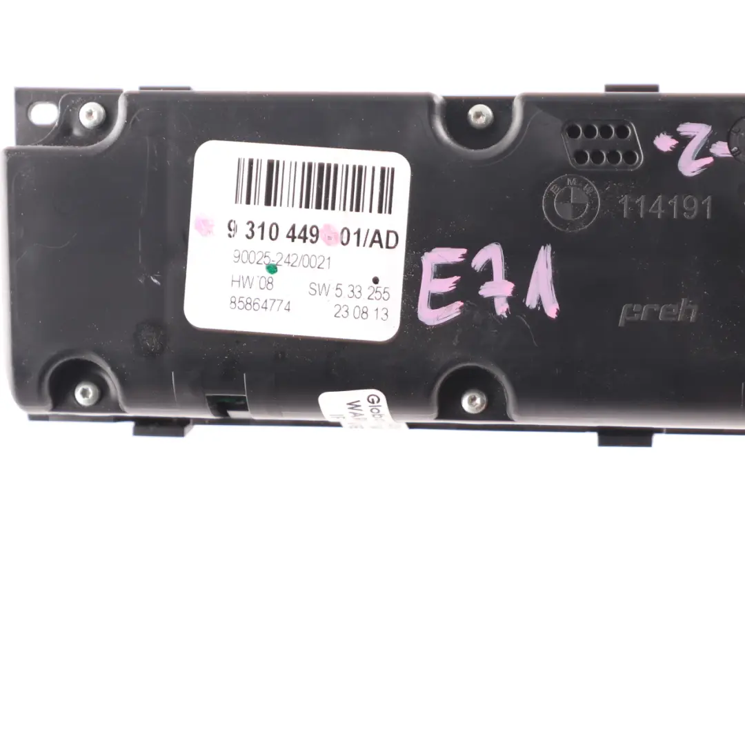 Panel de Control Climático BMW X5 E70 X6 E71 Automático Calefactables para con número de pieza 9310449 Panel de Control Climático BMW X5 E70 X6 E71 Automático Calefactables - SKU 9310449 - Número de pieza 9310449