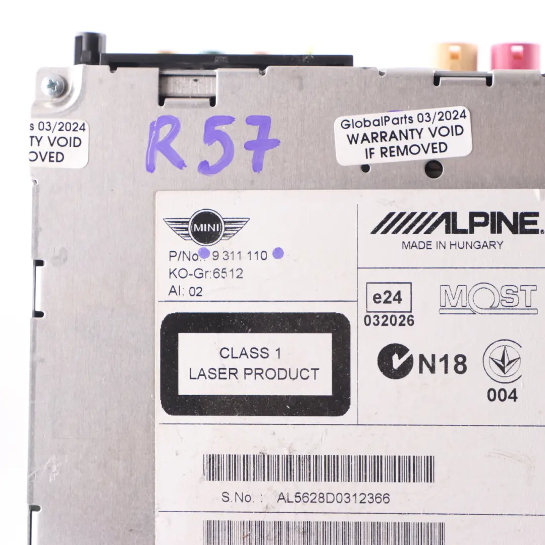 Mini R55 R56 R57 LCI R60 R61 Navigation Head Unit CHAMP 2 Sat Nav DAB - SKU 9311110 - Part number 9311110