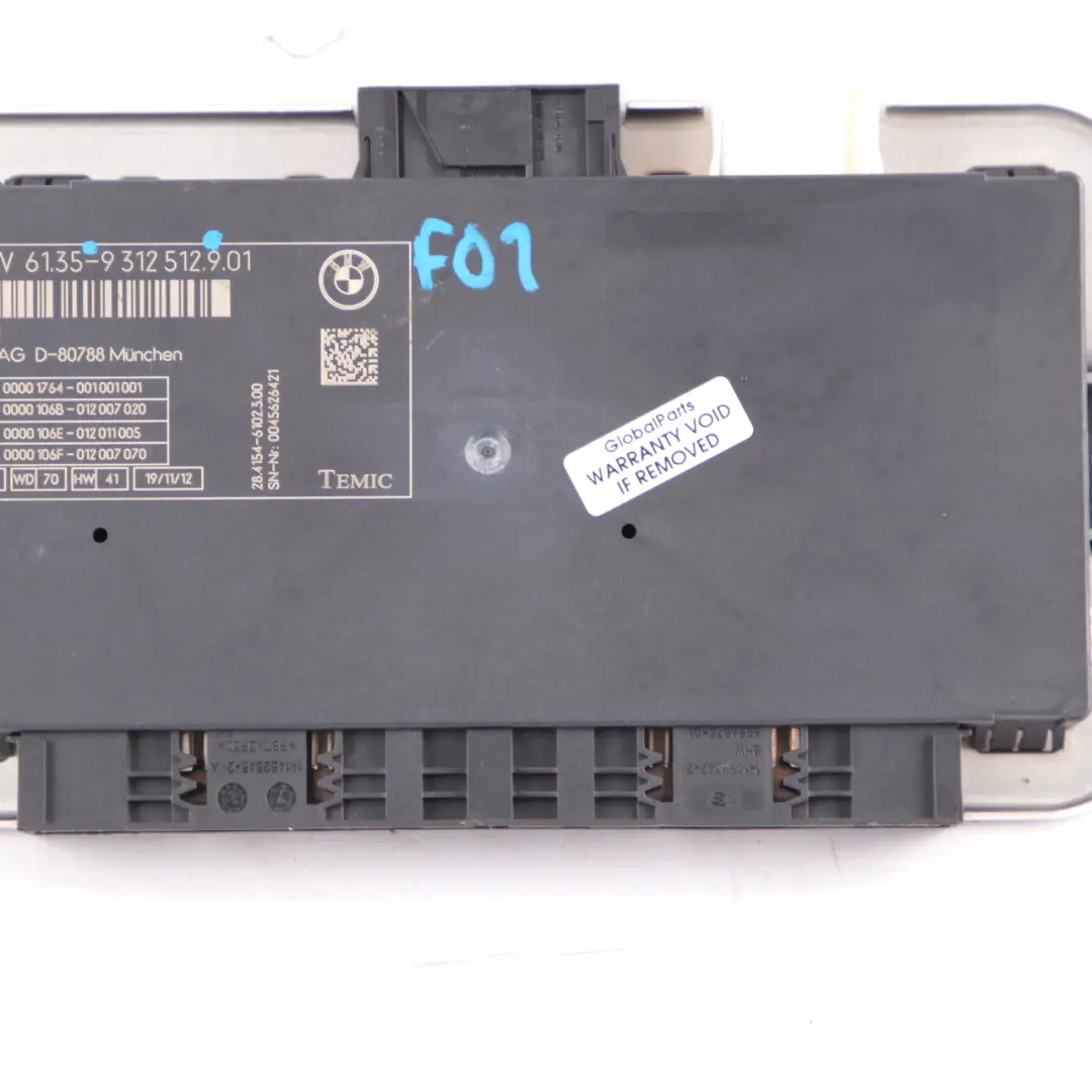 Footwell Control Unit Module Start Stop TEMIC FRM III to BMW F01 LCI with Part number 9312512 BMW F01 LCI Footwell Control Unit Module Start Stop TEMIC FRM III - SKU 9312512 - Part number 9312512