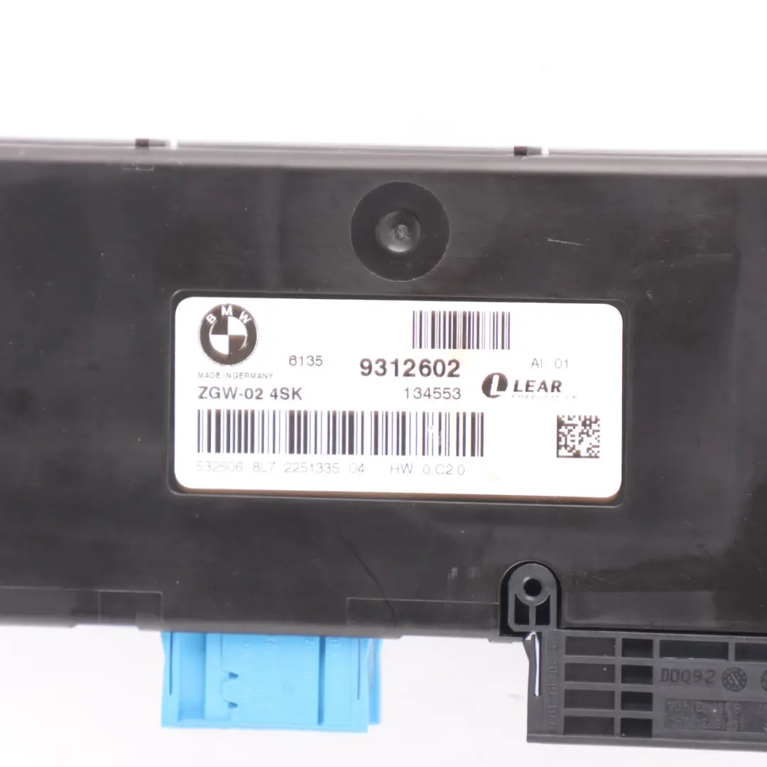 Central Gateway Unité Contrôle Module Lear ZGW-02 Lear pour BMW X3 F25 à propos du numéro de pièce 9312602 BMW X3 F25 Central Gateway Unité Contrôle Module Lear ZGW-02 Lear - SKU 9312602 - Numéro de pièce 9312602