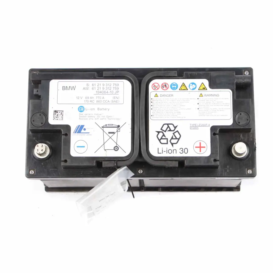 Li-ion 12V Accumulator Battery 69Ah 770A to BMW F80 M3 F82 F83 M4 with Part number 9312759 BMW F80 M3 F82 F83 M4 Li-ion 12V Accumulator Battery 69Ah 770A - SKU 9312759 - Part number 9312759