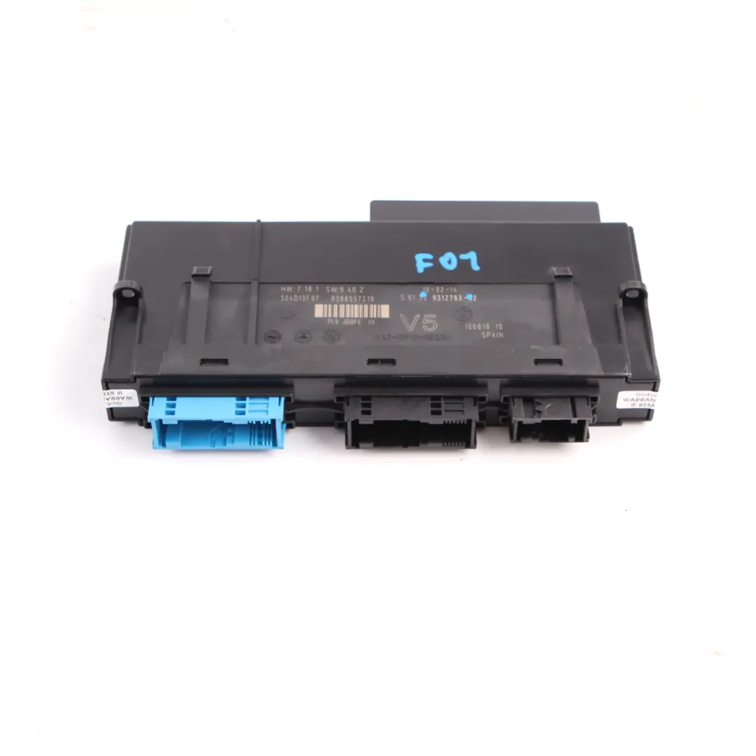 Body Control Module BMW F01 ECU Junction Box PL6 JBBFE III V5 to with Part number 9312763 Body Control Module BMW F01 ECU Junction Box PL6 JBBFE III V5 - SKU 9312763 - Part number 9312763